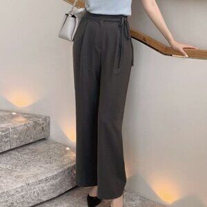 EveryMorning Wide Pintuck Black Ribbon-Tie Slacks